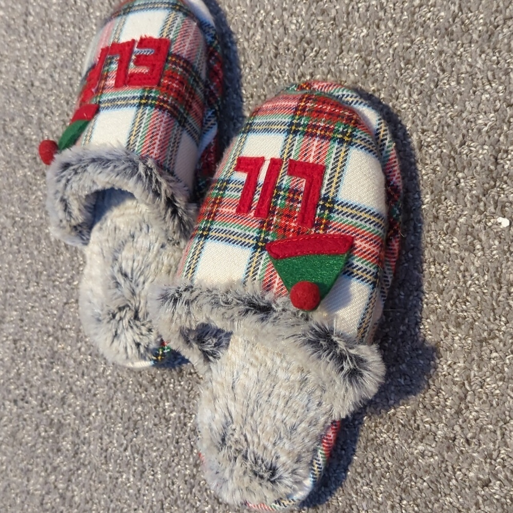 Plaid 'Lil Elf' Christmas Slide Slippers - Picture 3 of 4